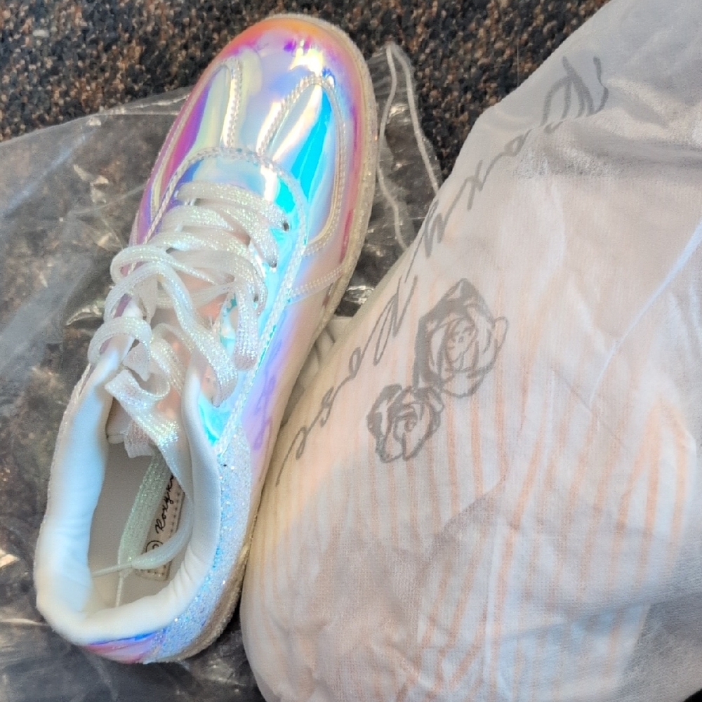 Iridescent Sneakers with White Laces